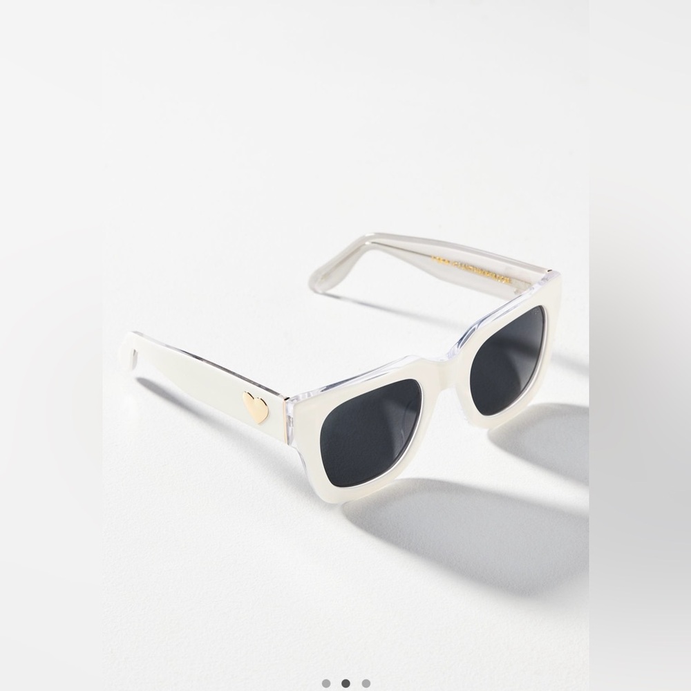 Anthropologie x I-SEA Polarized Gold Heart White Sunglasses NWT 🔖